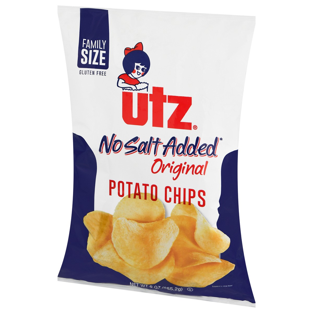 slide 3 of 9, Utz Family Size No Salt Added Original Potato Chips 9 oz, 9 oz