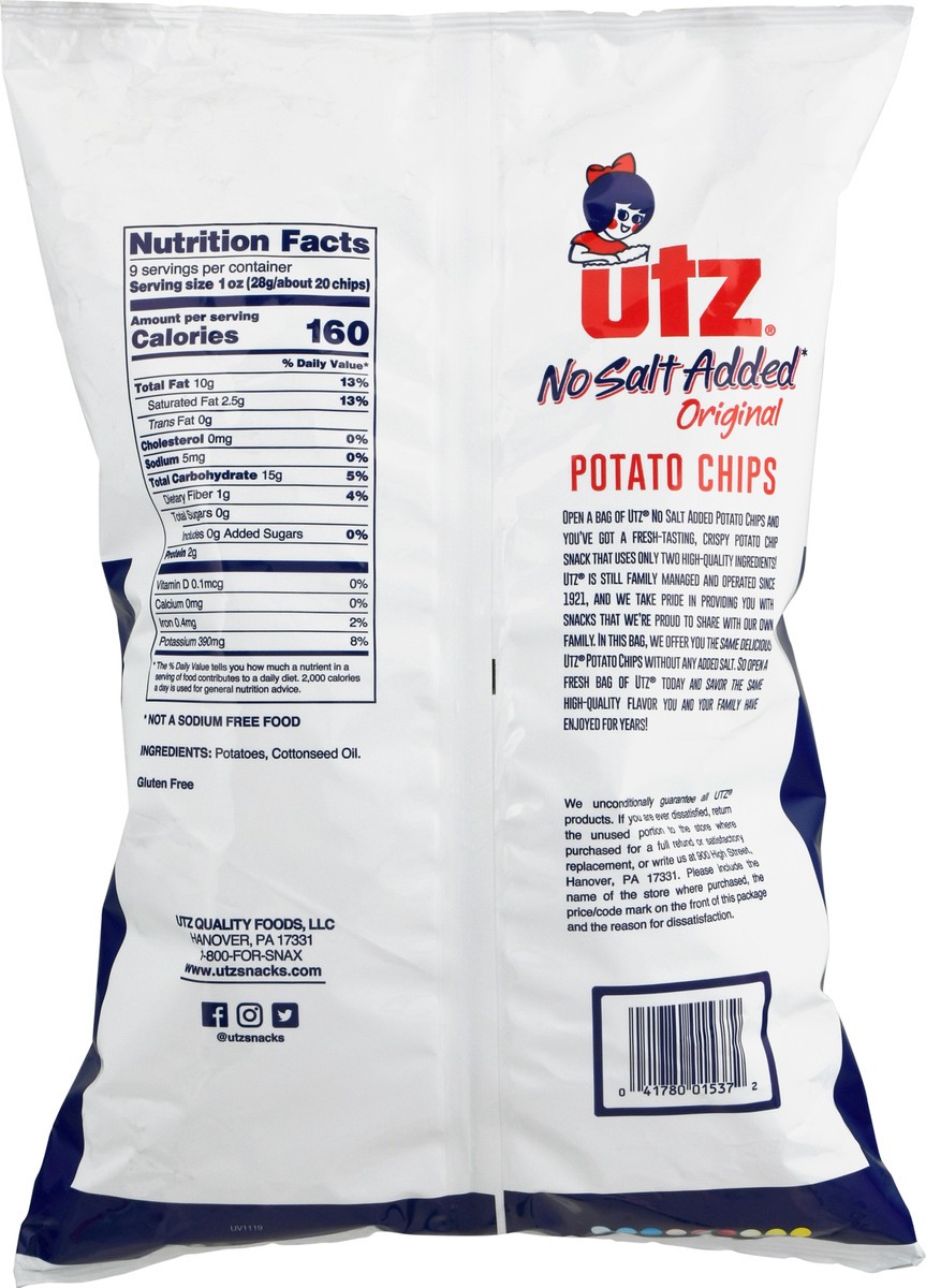 slide 5 of 9, Utz Family Size No Salt Added Original Potato Chips 9 oz, 9 oz