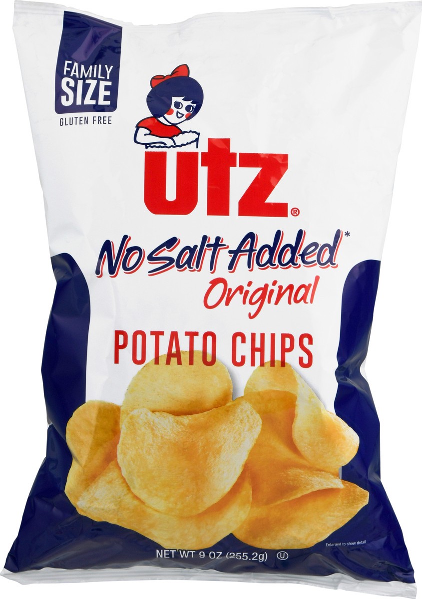 slide 6 of 9, Utz Family Size No Salt Added Original Potato Chips 9 oz, 9 oz