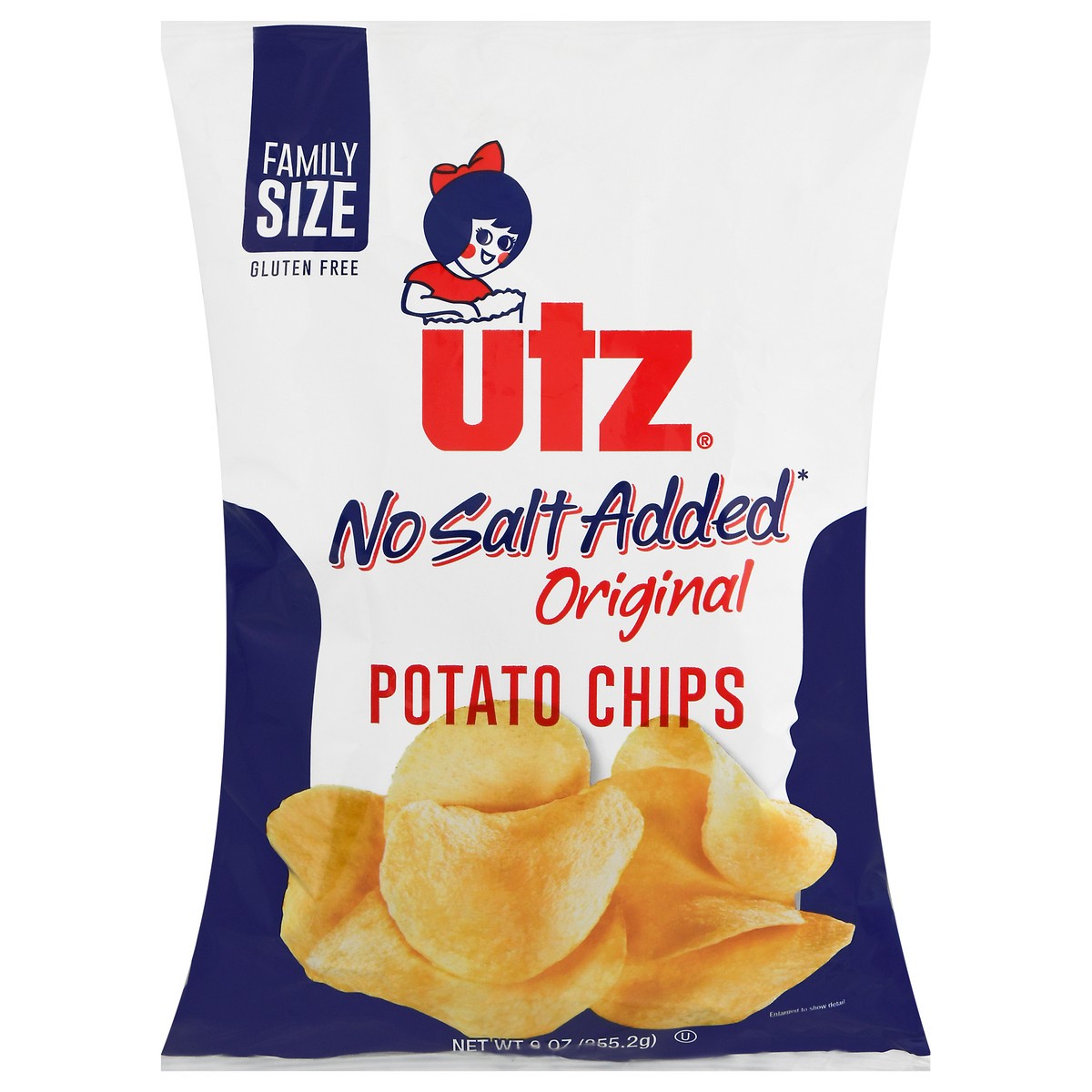 slide 1 of 9, Utz Family Size No Salt Added Original Potato Chips 9 oz, 9 oz