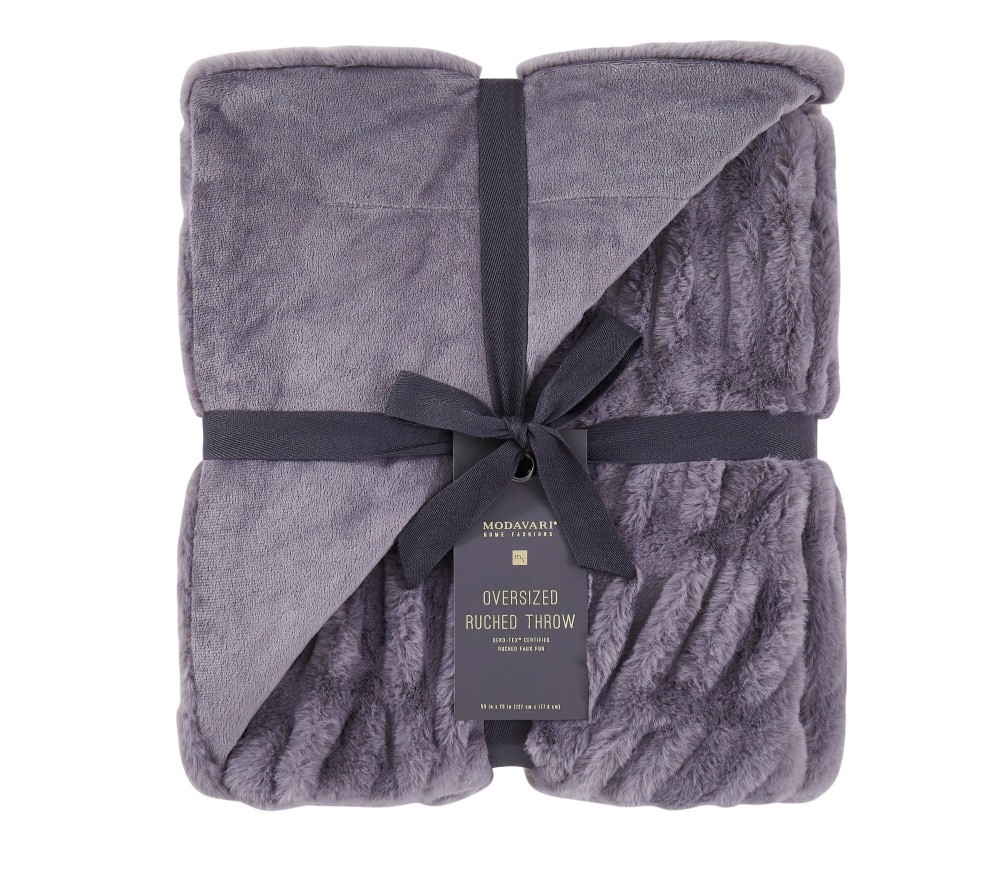 slide 1 of 3, Modavari® Home Fashions Oversized Ruched Throw, 50 in x 70 in