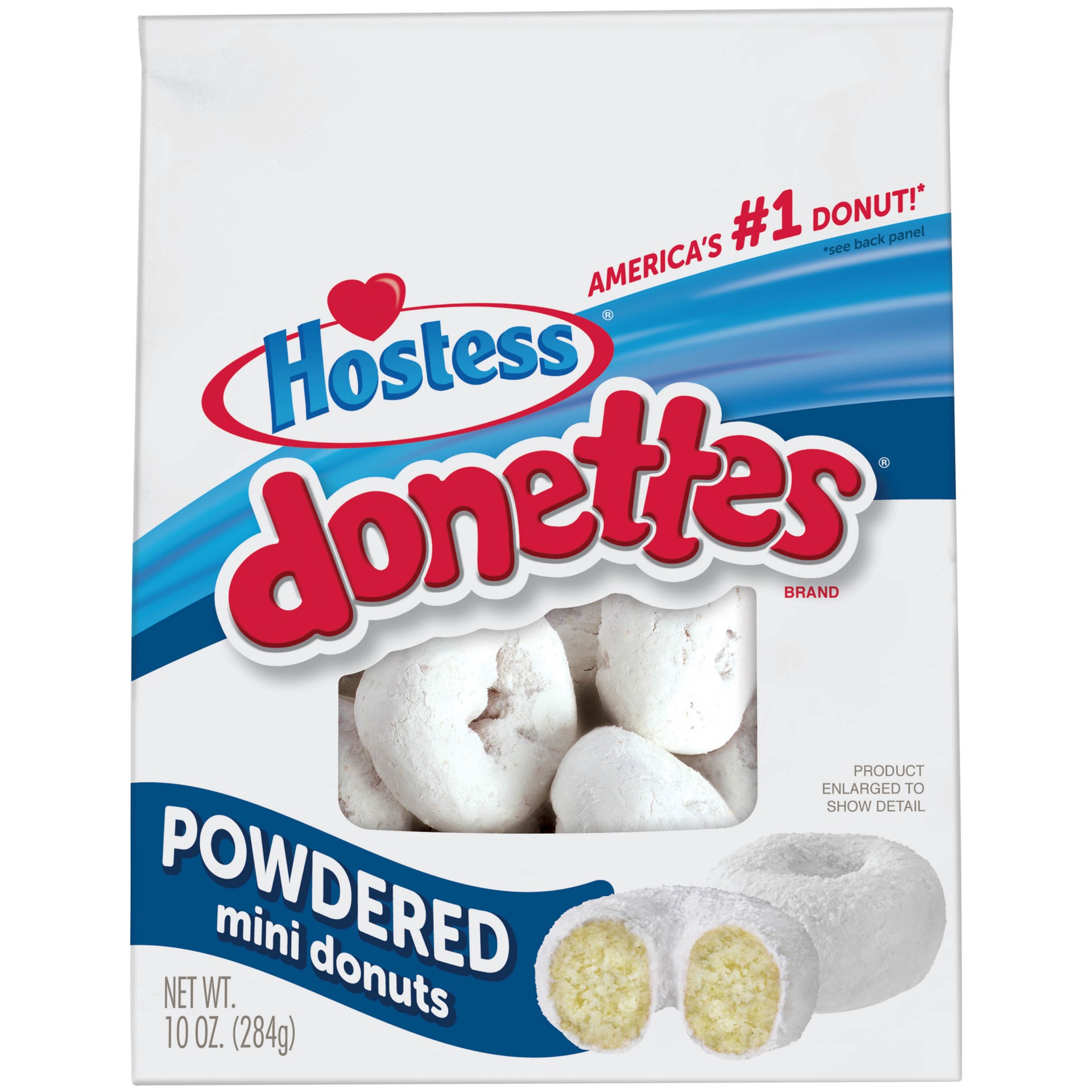 slide 1 of 5, HOSTESS Powdered DONETTES Bag, Powdered Sugar Mini Donuts - 10 oz, 10.5 oz