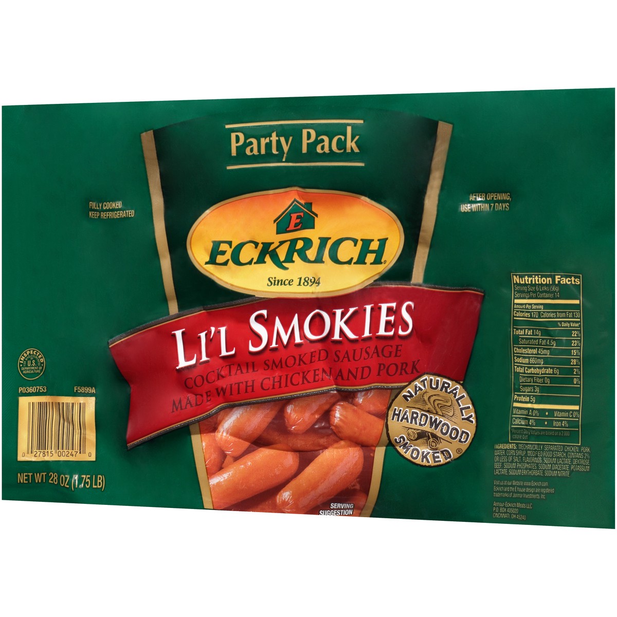 slide 8 of 13, Eckrich Li'l Smokies Cocktail Smoked Sausage Links, 28 oz