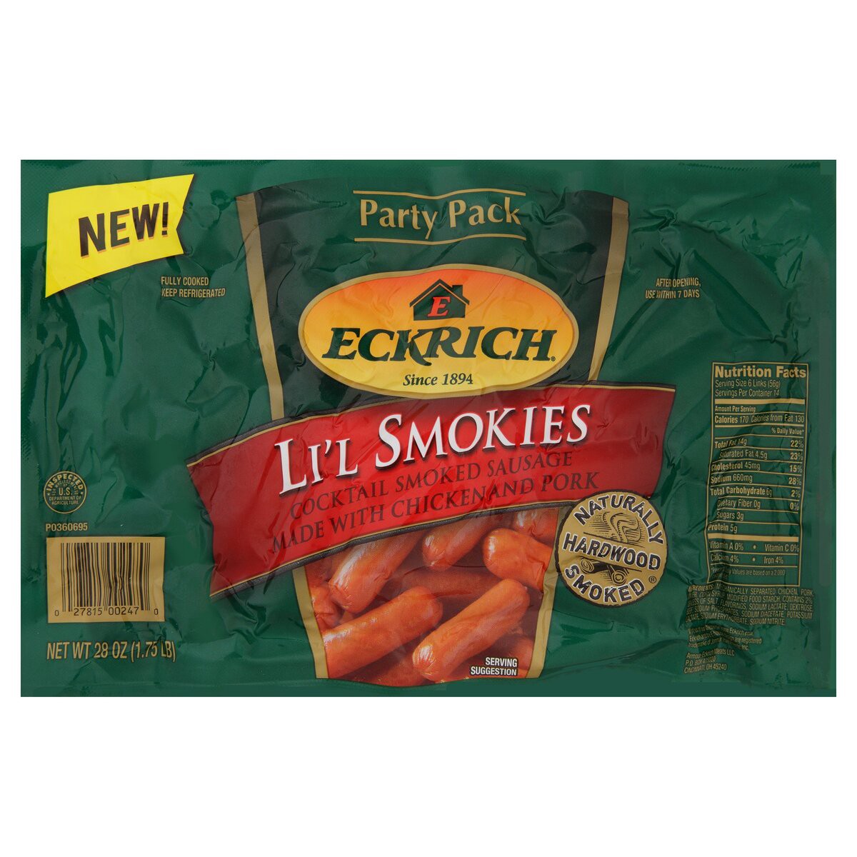 slide 3 of 13, Eckrich Li'l Smokies Cocktail Smoked Sausage Links, 28 oz