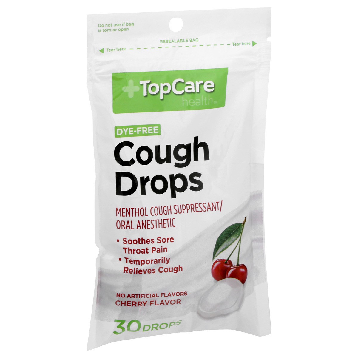 slide 4 of 8, TopCare Cherry Flavor Cough Drops 30 ea, 30 ct