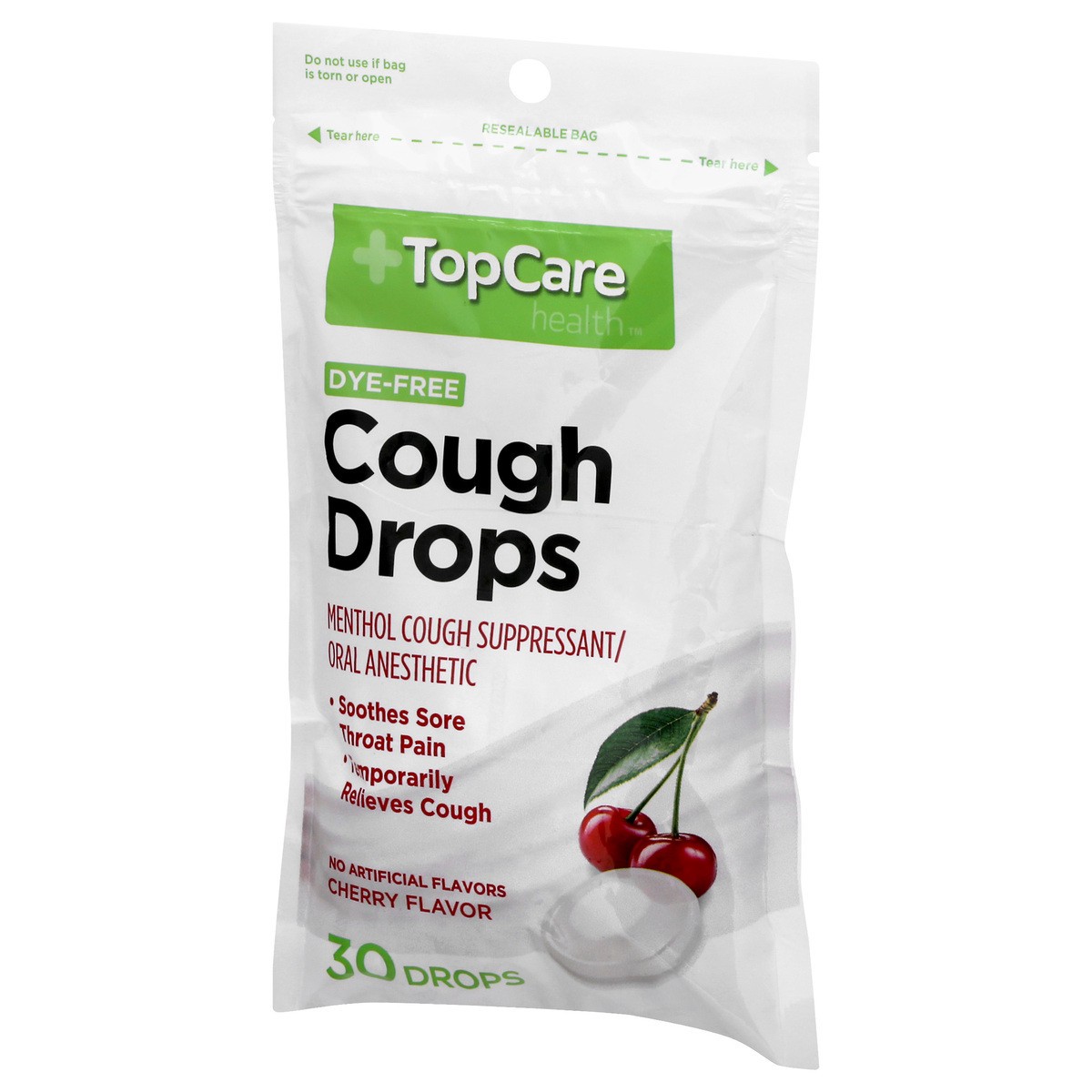 slide 2 of 8, TopCare Cherry Flavor Cough Drops 30 ea, 30 ct