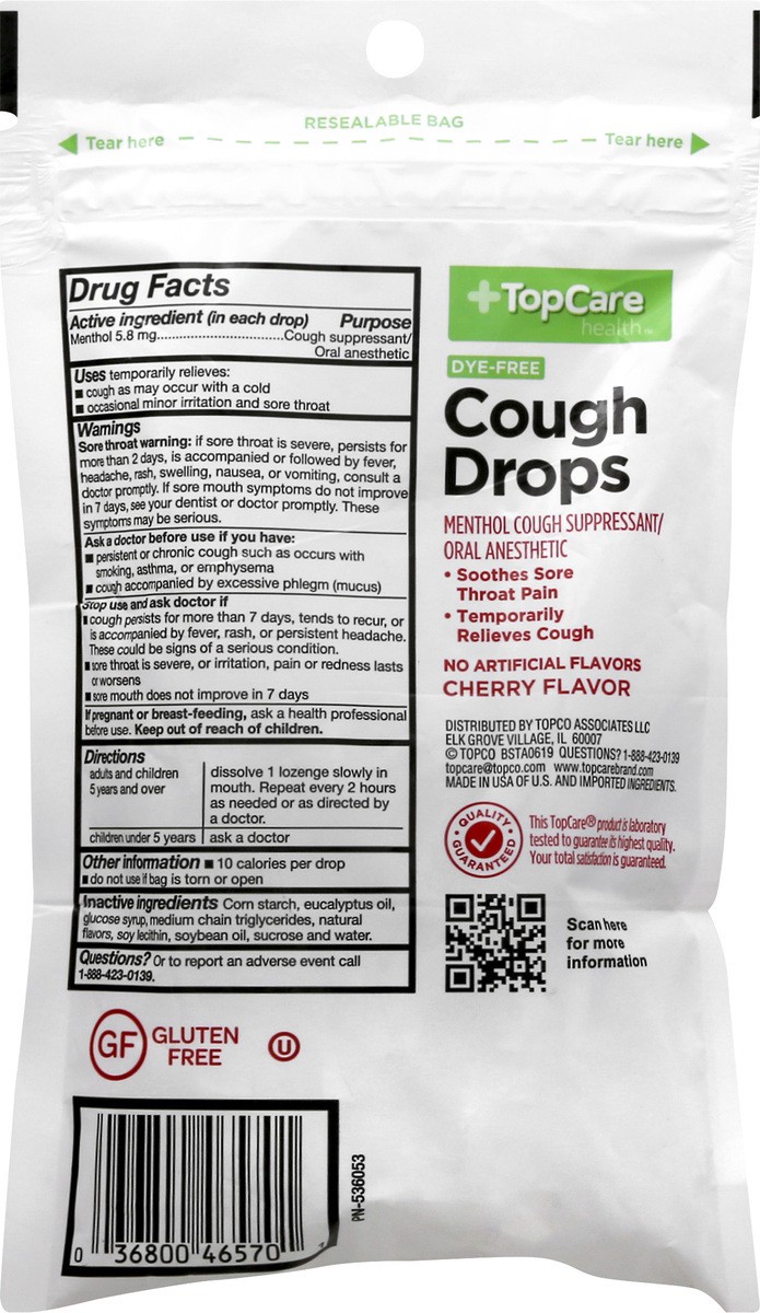 slide 6 of 8, TopCare Cherry Flavor Cough Drops 30 ea, 30 ct