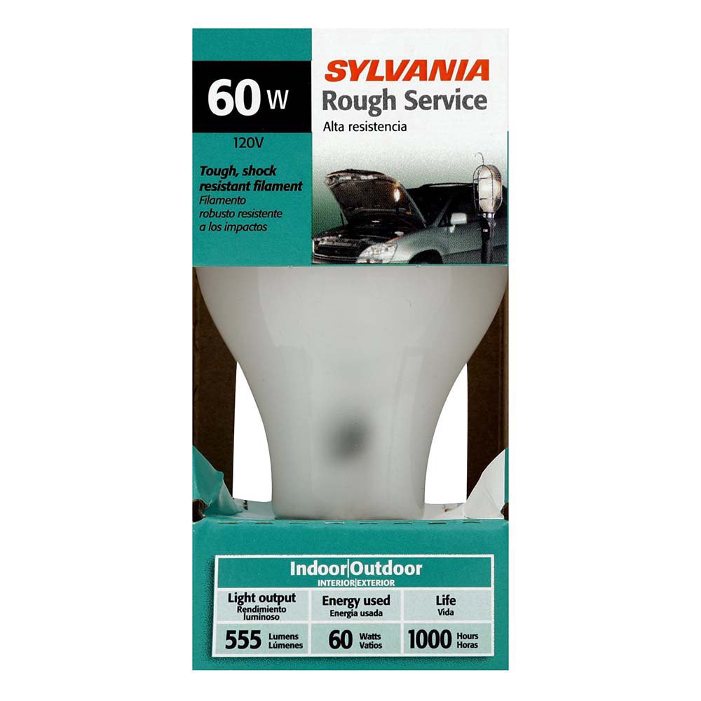 slide 1 of 1, Sylvania Light Bulb, A19, Rough Service, 60 Watts, 1 ct