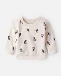 Carter's Baby Boy Penguin Print Fleece Sweatshirt - Cream - 18M