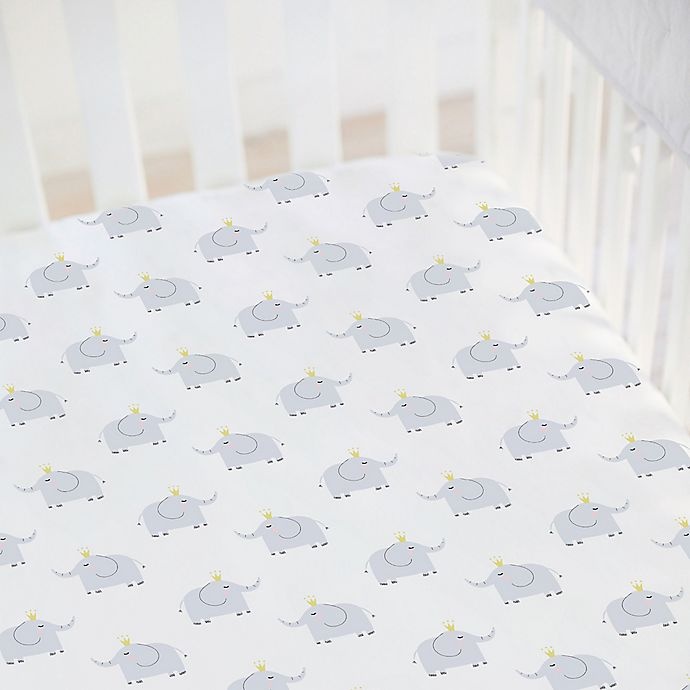 slide 2 of 3, Hello Spud Elephant Organic Cotton Mini Fitted Crib Sheet - Grey, 1 ct