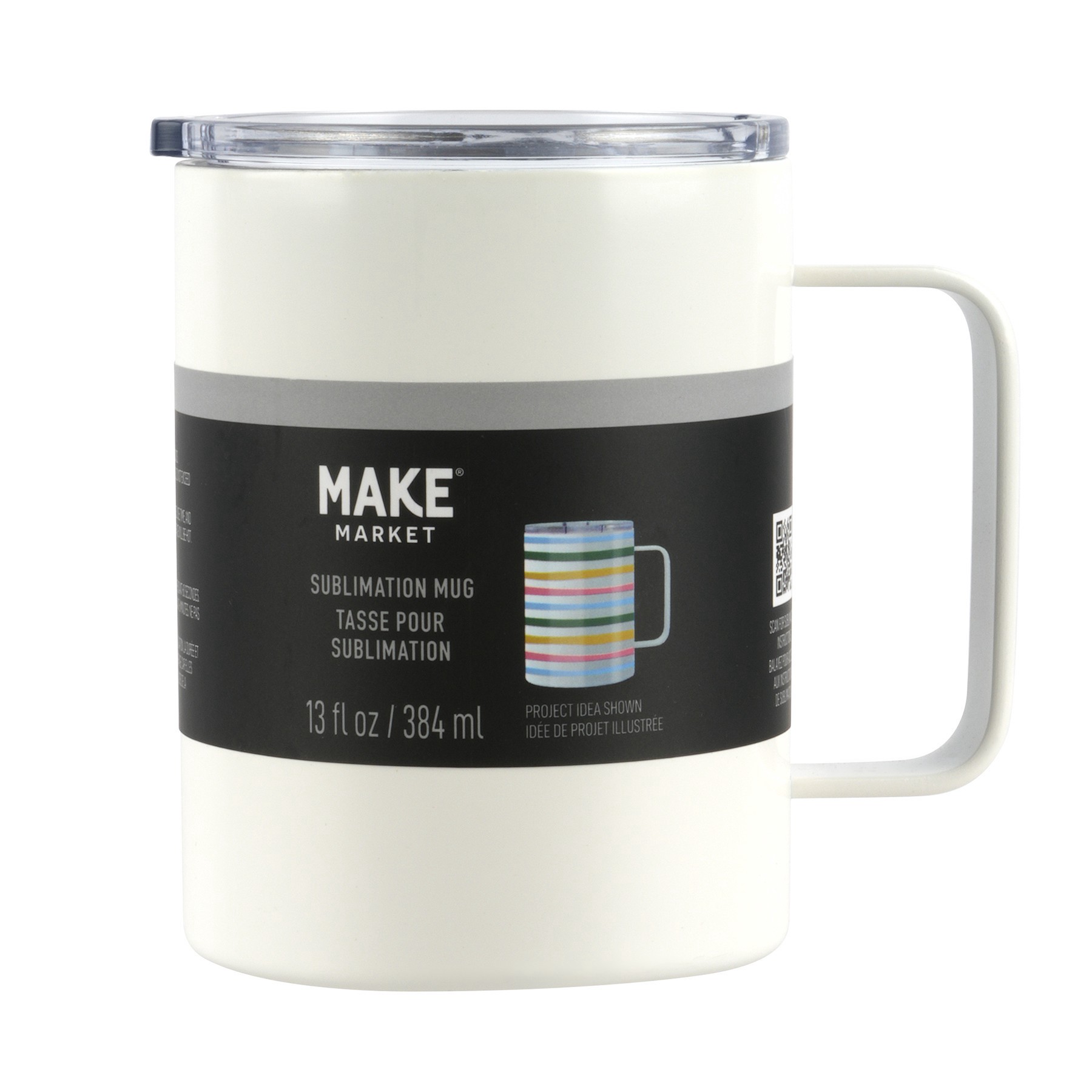 slide 2 of 2, 13oz. White Stainless Steel Sublimation Mug With Lid By Make Market, 13 oz