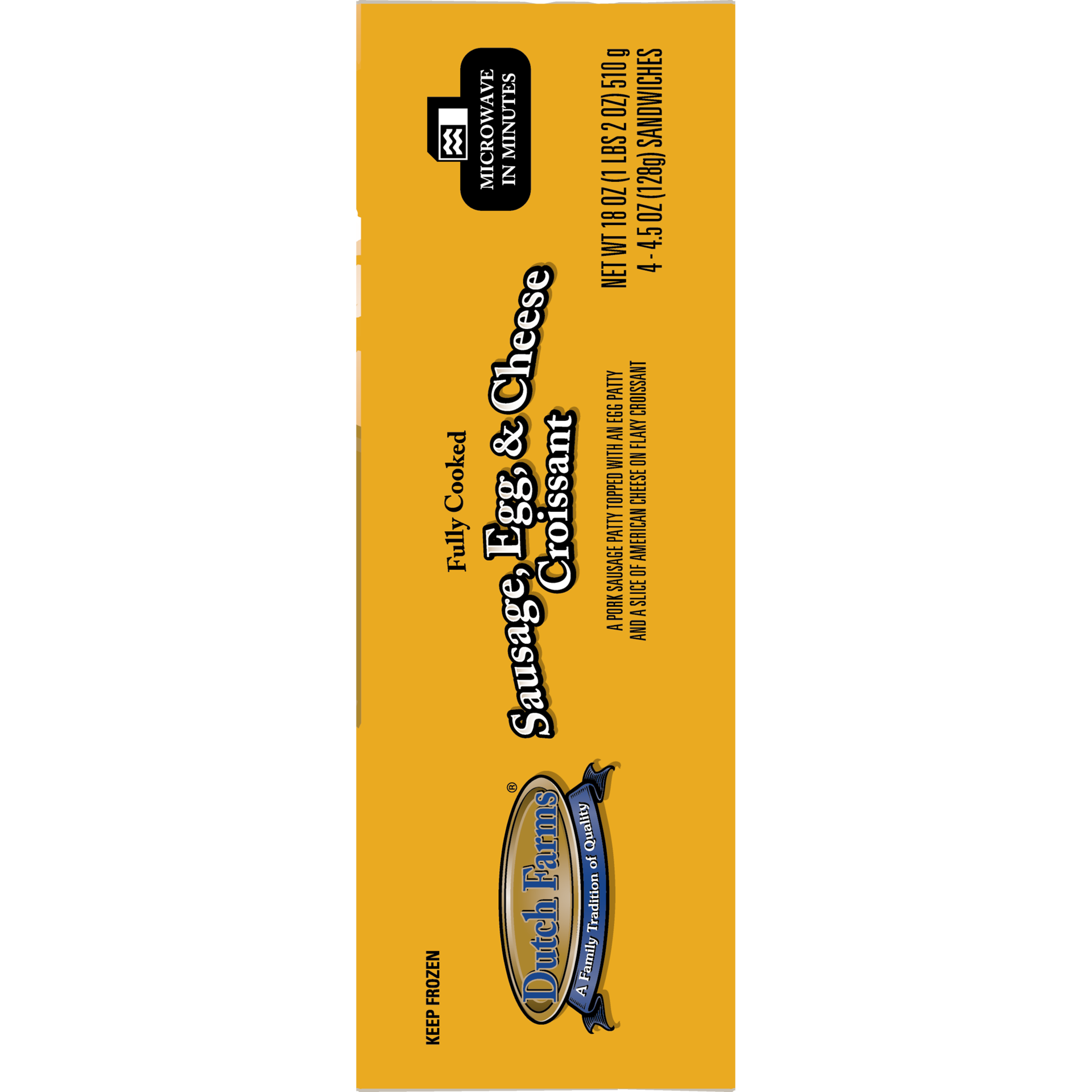 slide 2 of 5, DUTCH FARMS Fully Cooked Sausage, Egg & Cheese Croissant, 510.29 g