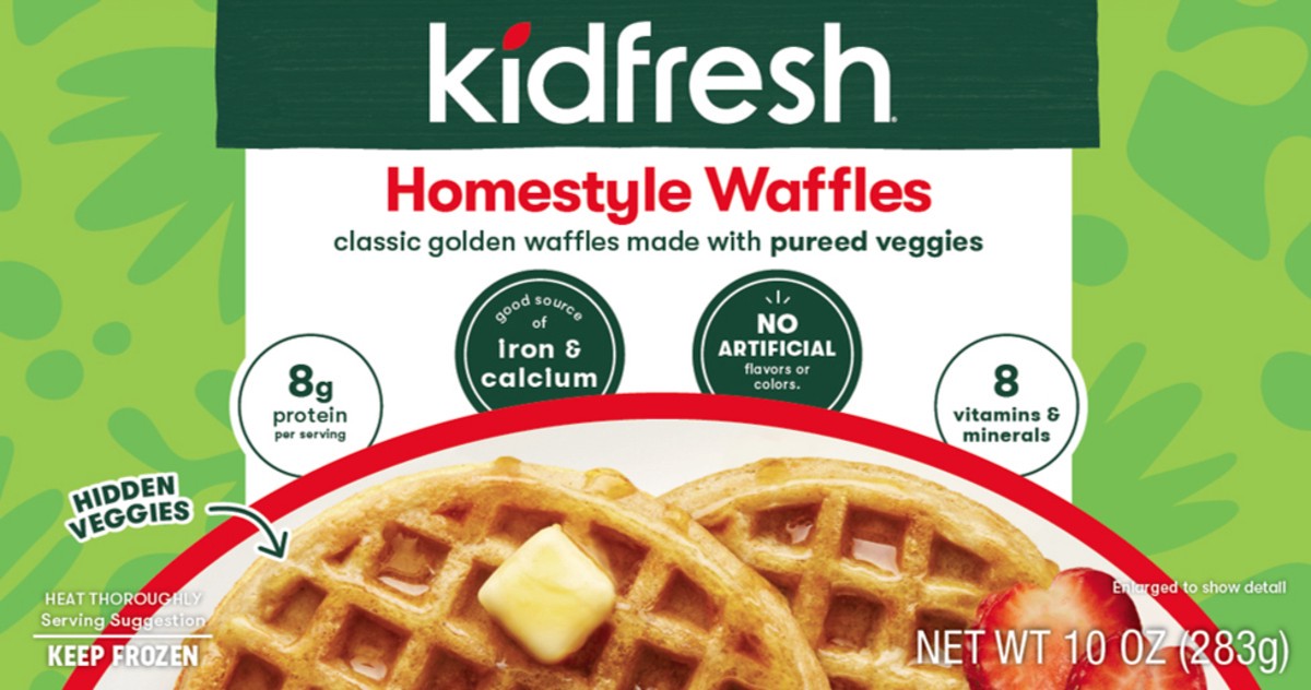 slide 3 of 3, Kidfresh Homestyle Waffles, 10 oz