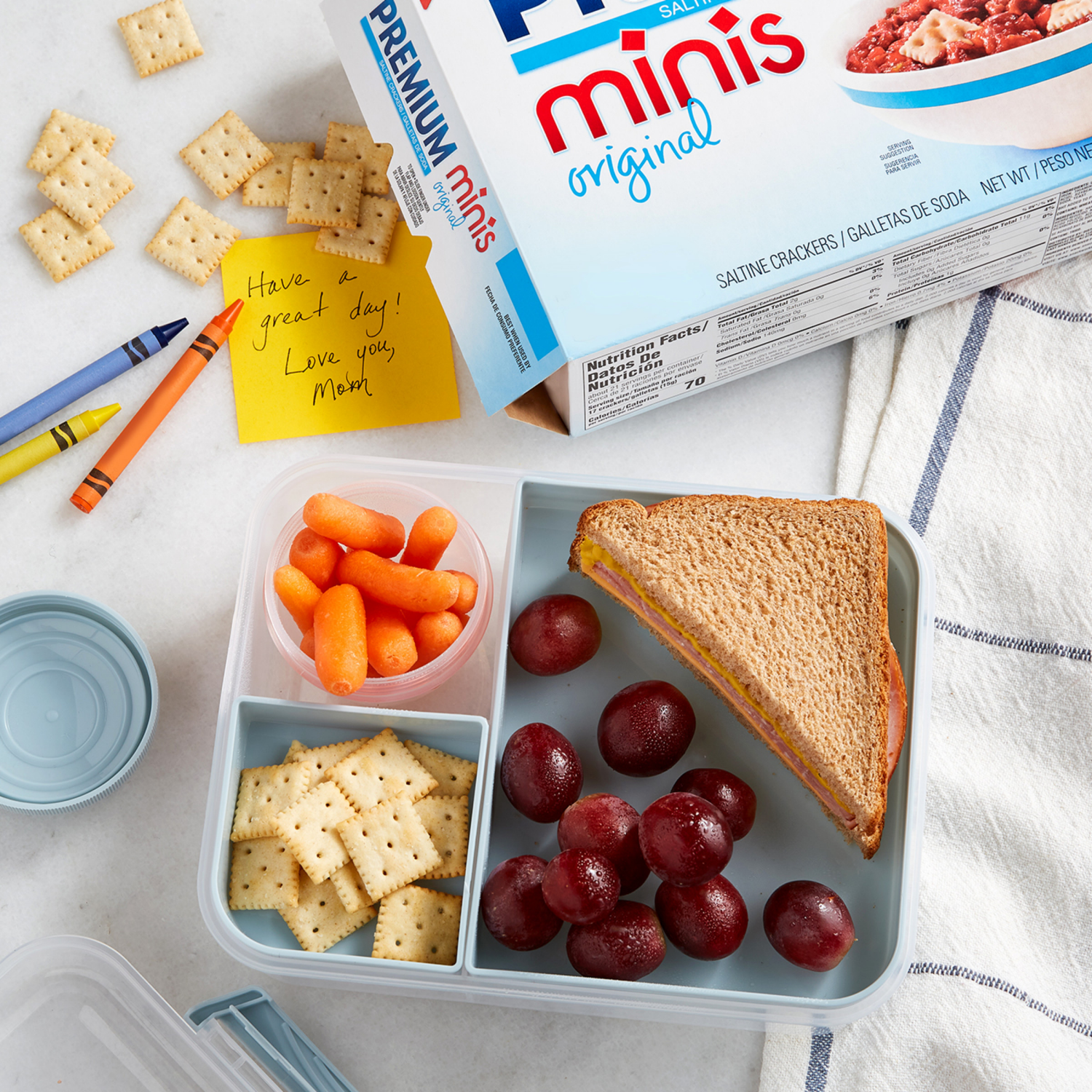 slide 2 of 5, Premium Original Mini Saltine Crackers, Lunch Snacks, 11 oz, 11 oz