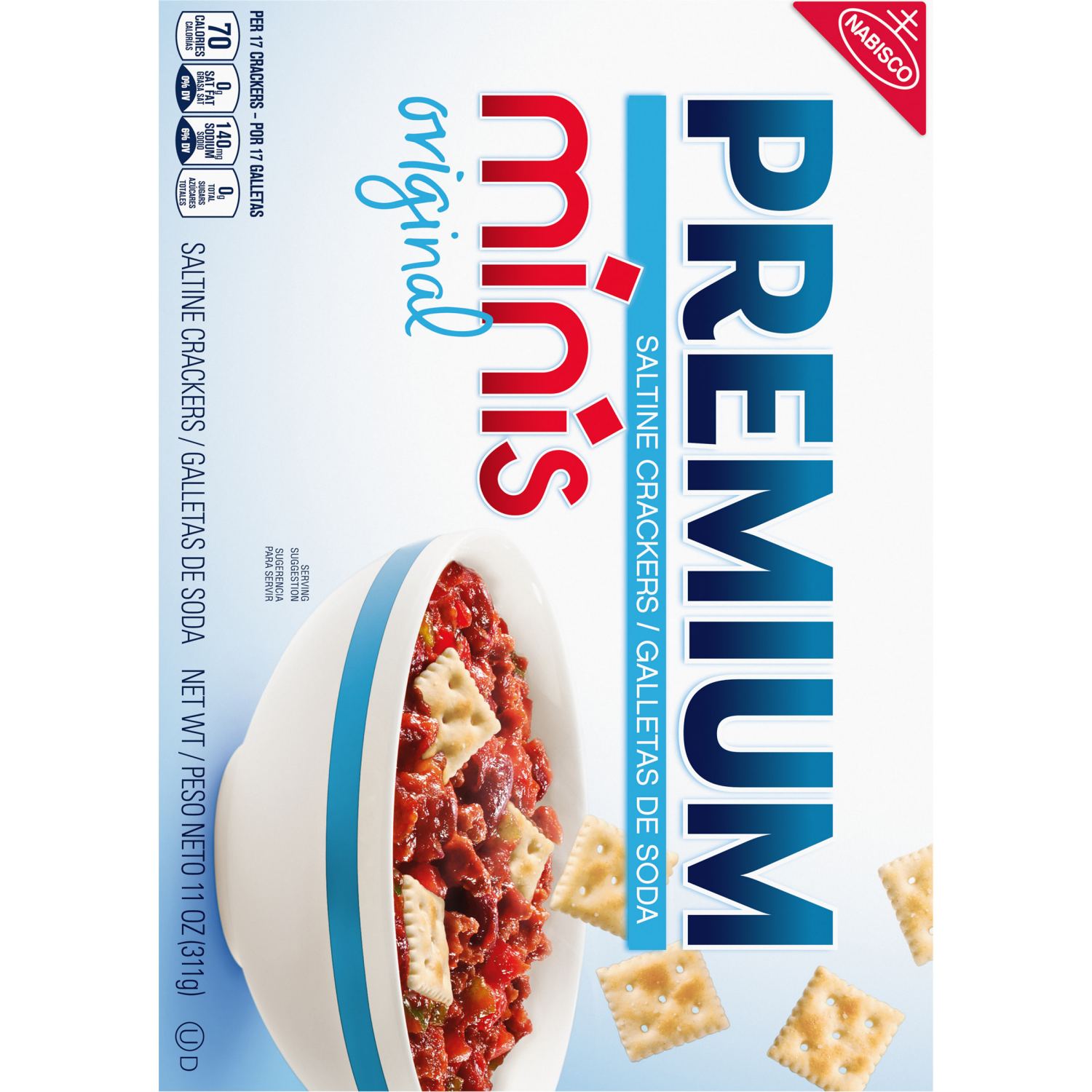 slide 5 of 5, Premium Original Mini Saltine Crackers, Lunch Snacks, 11 oz, 11 oz