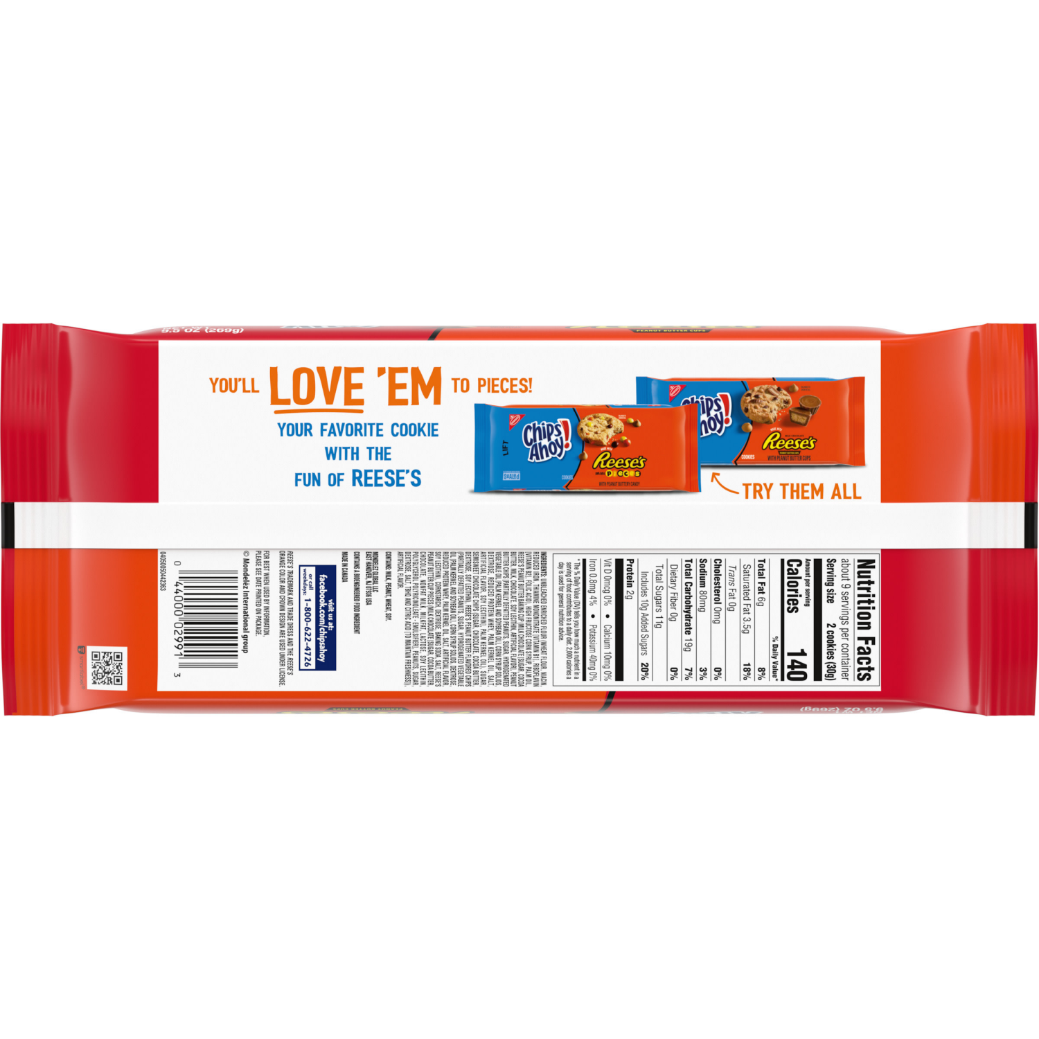 slide 5 of 5, CHIPS AHOY! Chewy Chocolate Chip Cookies with Reese's Peanut Butter Cups, 9.5 oz, 9.5 oz
