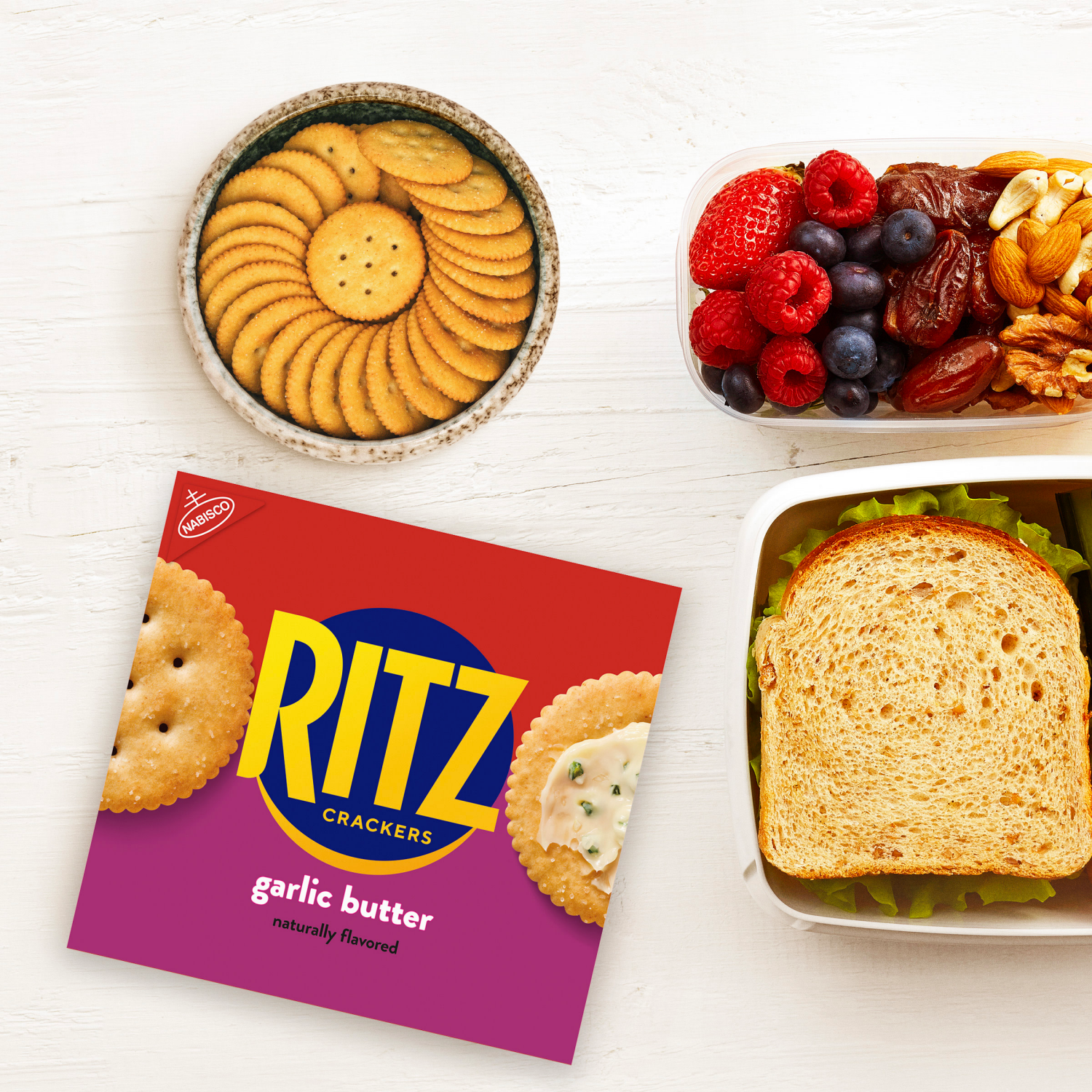 slide 8 of 8, RITZ Garlic Butter Crackers, Snacks for Kids and Adults, Lunch Snacks, 13.7 oz, 13.7 oz