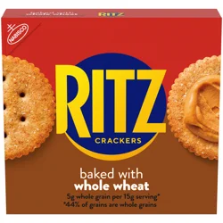 RITZ Whole Wheat Crackers, Snacks for Kids and Adults, Lunch Snacks, 12.9 oz