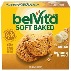 belVita Soft Baked Banana Bread Breakfast Biscuits, 5 Packs (1 Biscuit Per Pack)