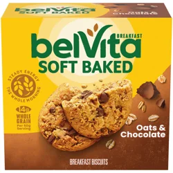 belVita Soft Baked Oats & Chocolate Breakfast Biscuits, 5 Packs (1 Biscuit Per Pack)