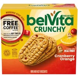 belVita Breakfast Bars Biscuits, Cranberry Orange, 5 Packs (4 Biscuits Per Pack)