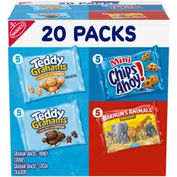 Nabisco Fun Shapes Variety Pack, Barnum's Animal Crackers, Teddy Grahams and CHIPS AHOY! Mini, 20 Snack Packs