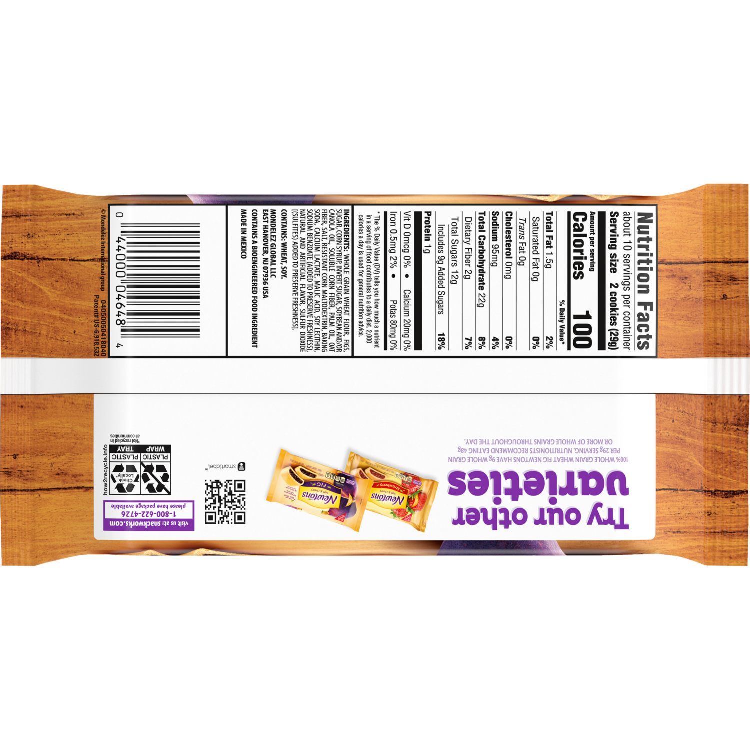 slide 5 of 5, Newtons 100% Whole Grain Wheat Soft & Fruit Chewy Fig Cookies, (Fig Bars), 10 oz Pack, 10 oz