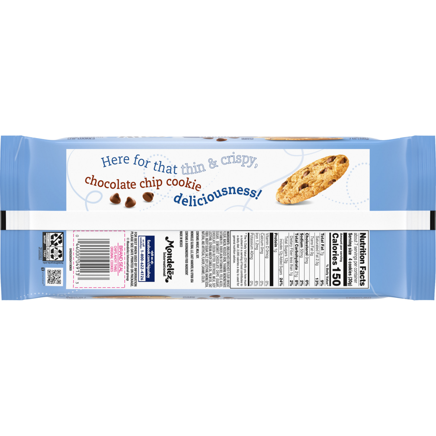 slide 8 of 8, CHIPS AHOY! Thins Original Thin and Crispy, Fudgy, Chocolate Chip Cookies, 7 oz, 7 oz