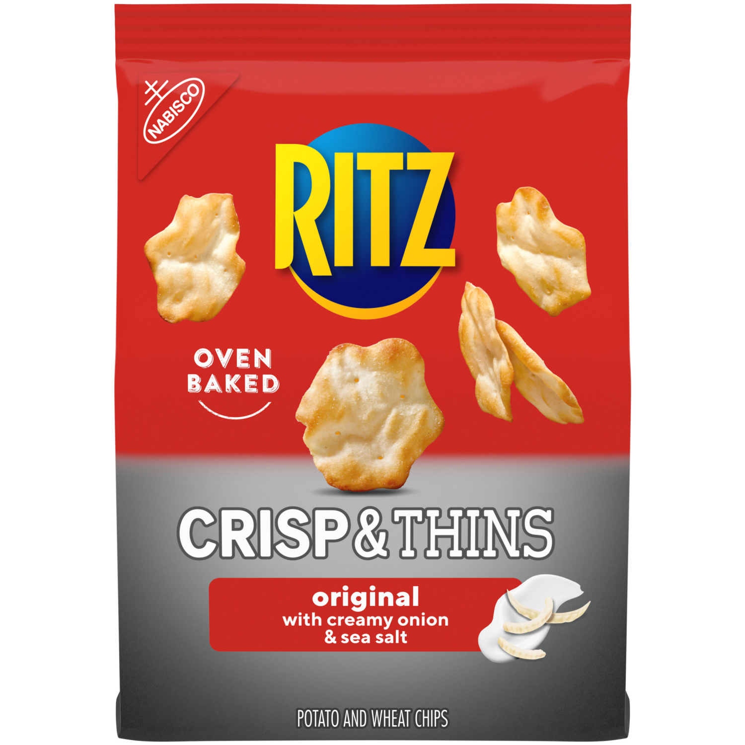 slide 1 of 5, RITZ Crisp and Thins Original with Creamy Onion and Sea Salt Chips, 7.1 oz, 7.1 oz