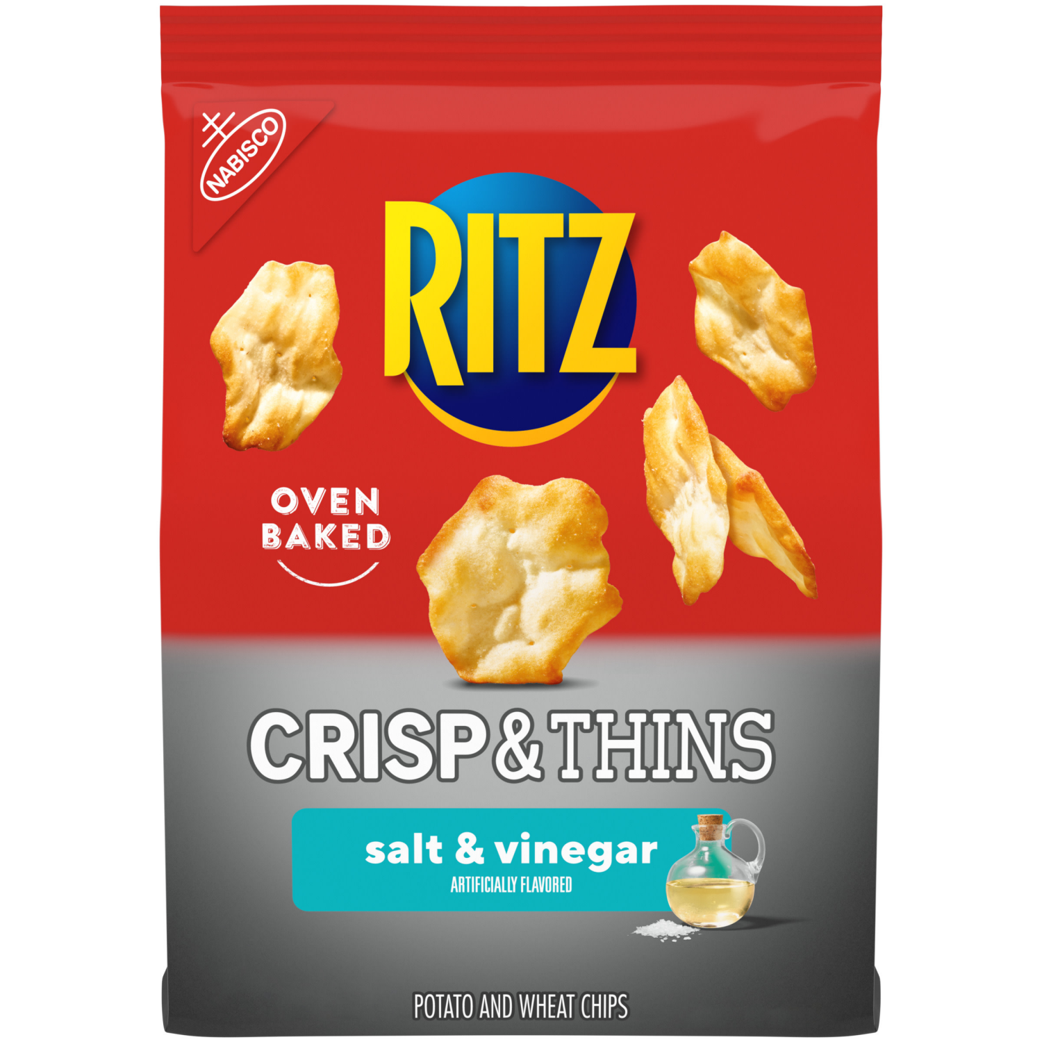 slide 1 of 5, Ritz Crisp & Thins Oven Baked Salt & Vinegar Potato and Wheat Chips 7.1 oz, 7.1 oz
