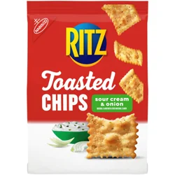 RITZ Toasted Chips Sour Cream and Onion Crackers, Party Snacks, 8.1 oz
