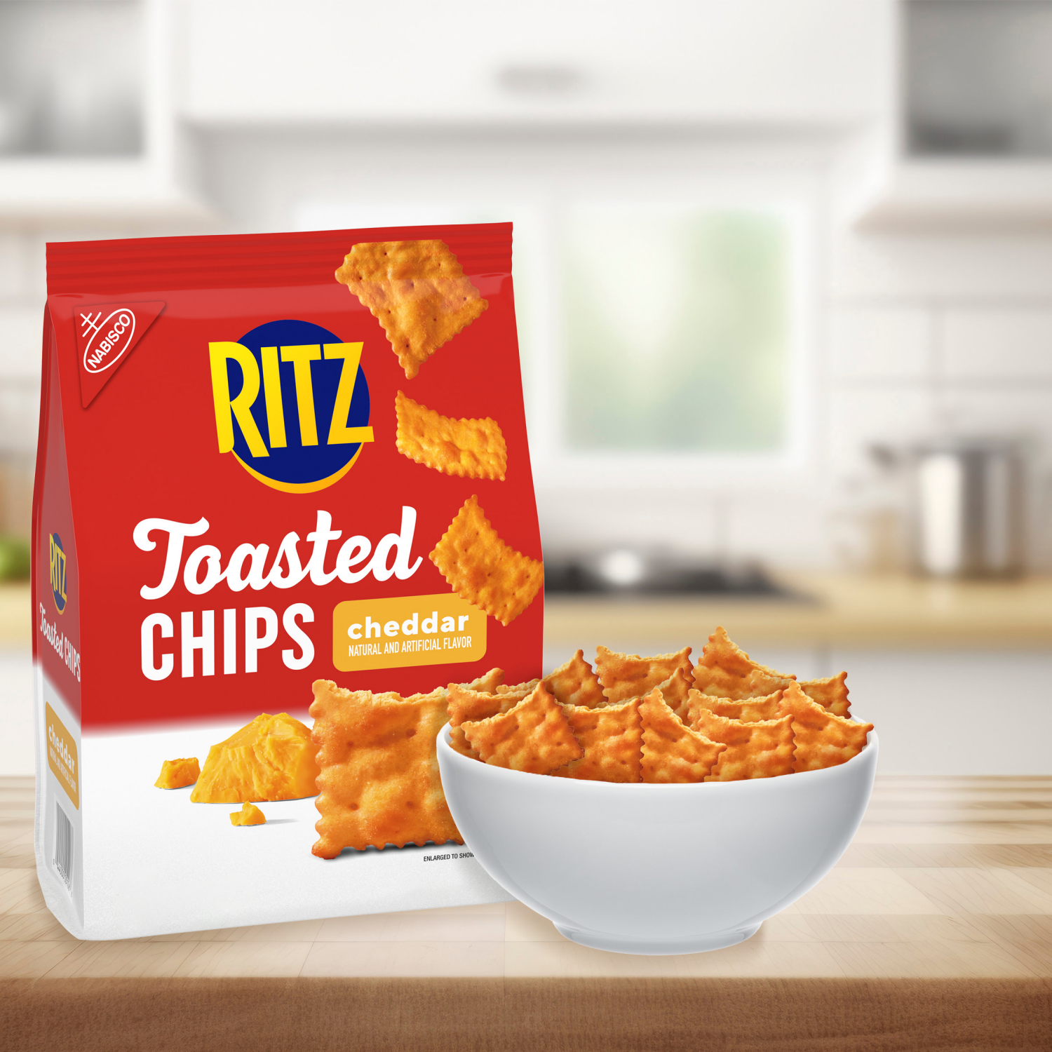 slide 4 of 8, RITZ Toasted Chips Cheddar Crackers, Party Snacks, 8.1 oz, 8.1 oz