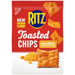 RITZ Toasted Chips Cheddar Crackers, Party Snacks, 8.1 oz