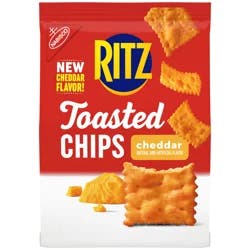 RITZ Toasted Chips Cheddar Crackers, Party Snacks, 8.1 oz