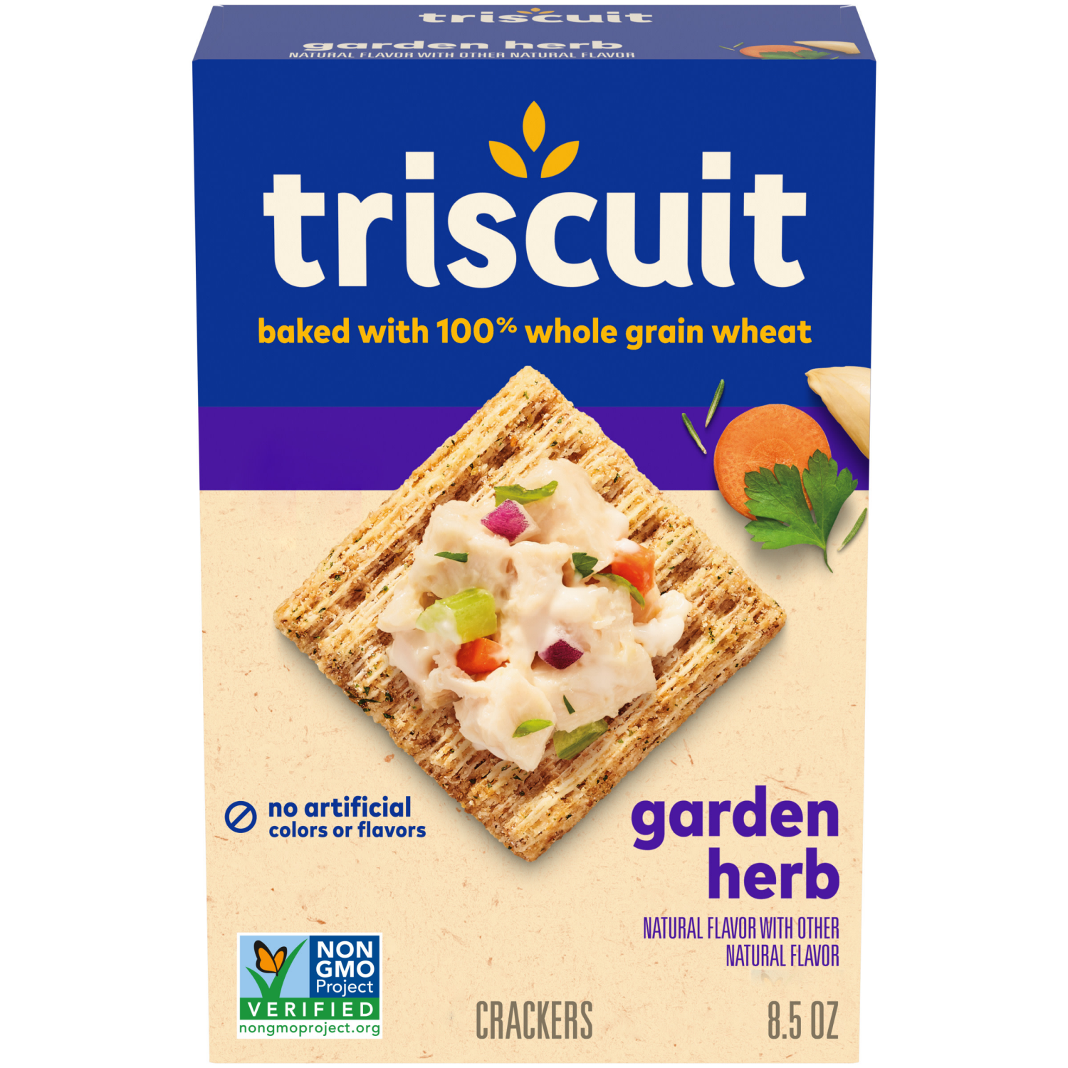 slide 1 of 5, Triscuit Garden Herb Whole Grain Wheat Crackers, Lunch Snacks, Snack Crackers, 8.5 oz, 8.5 oz