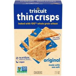 Triscuit Thin Crisps Original Whole Grain Wheat Crackers, Vegan Snacks, Snack Crackers, 7.1 oz