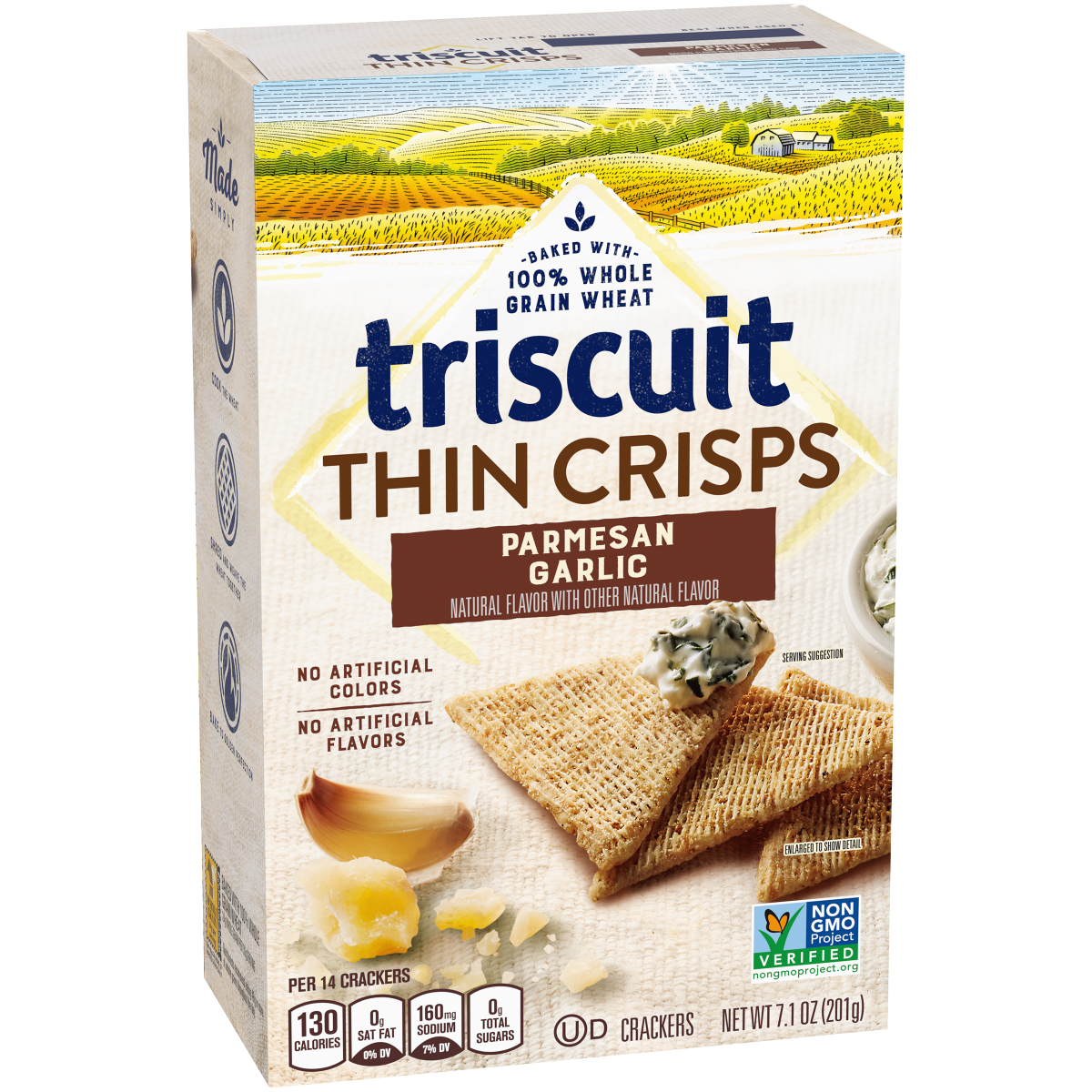 slide 2 of 2, Triscuit Thin Crisps Parmesan Garlic Whole Grain Wheat Crackers, 7.1 oz, 7.1 oz