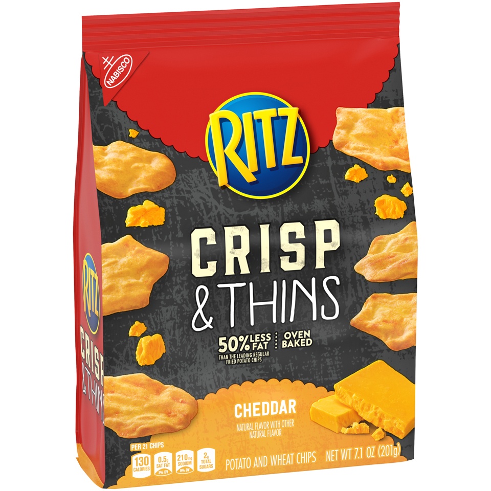 slide 6 of 9, RITZ Crisp and Thins Cheddar Chips, 7.1 oz
