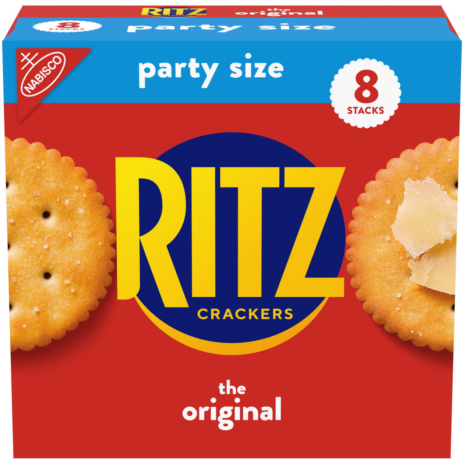 slide 1 of 8, RITZ Original Crackers, Snacks for Kids and Adults, Lunch Snacks, Party Size, 27.4 oz, 8 ct