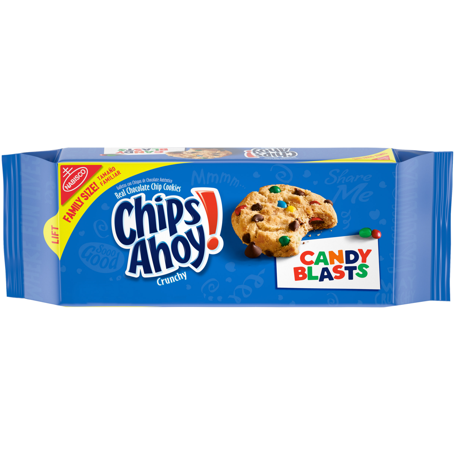 slide 1 of 8, CHIPS AHOY! Crunchy Candy Blasts Chocolate Chip Cookies, Family Size, 18.9 oz, 1 lb