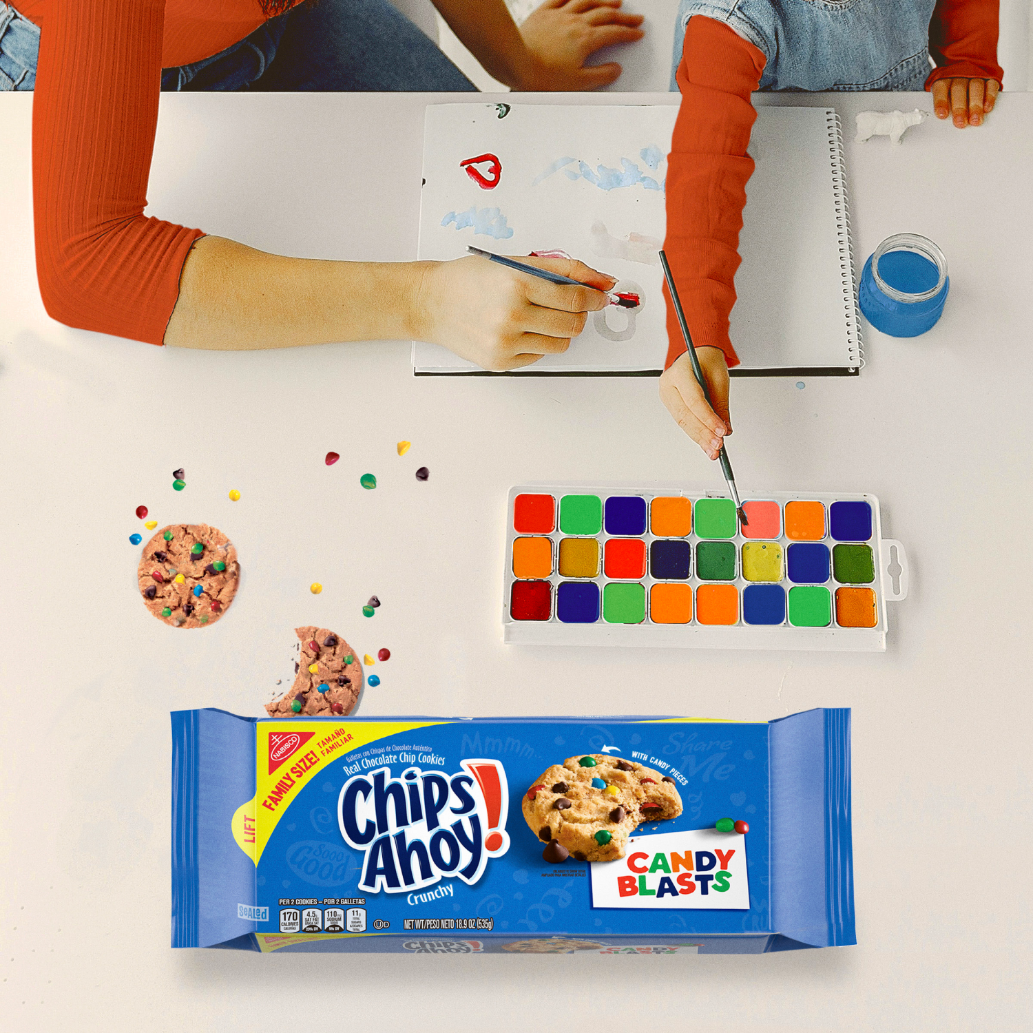 slide 7 of 8, CHIPS AHOY! Crunchy Candy Blasts Chocolate Chip Cookies, Family Size, 18.9 oz, 1 lb