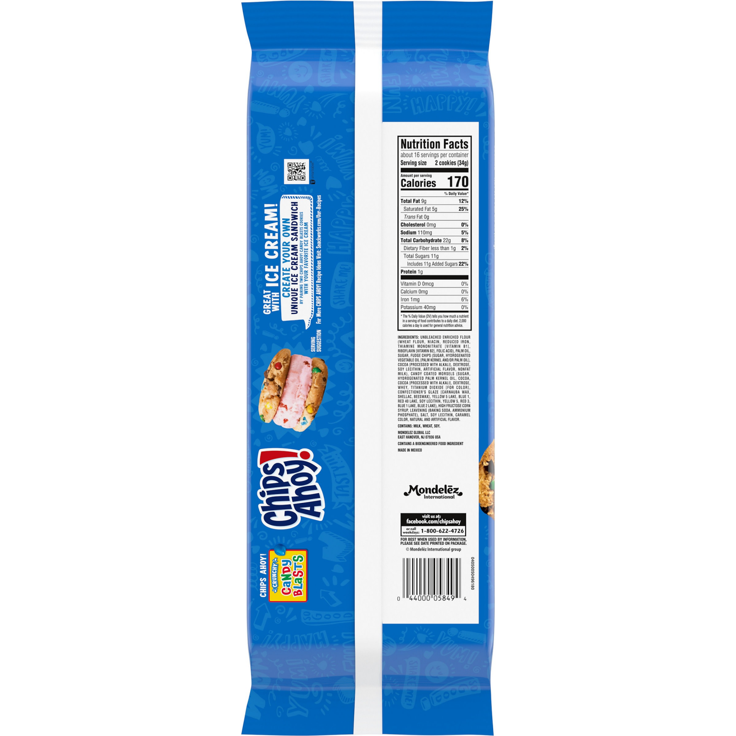 slide 8 of 8, CHIPS AHOY! Crunchy Candy Blasts Fudgy Chocolate Chip Cookies, Family Size, 18.9 oz, 18.9 oz