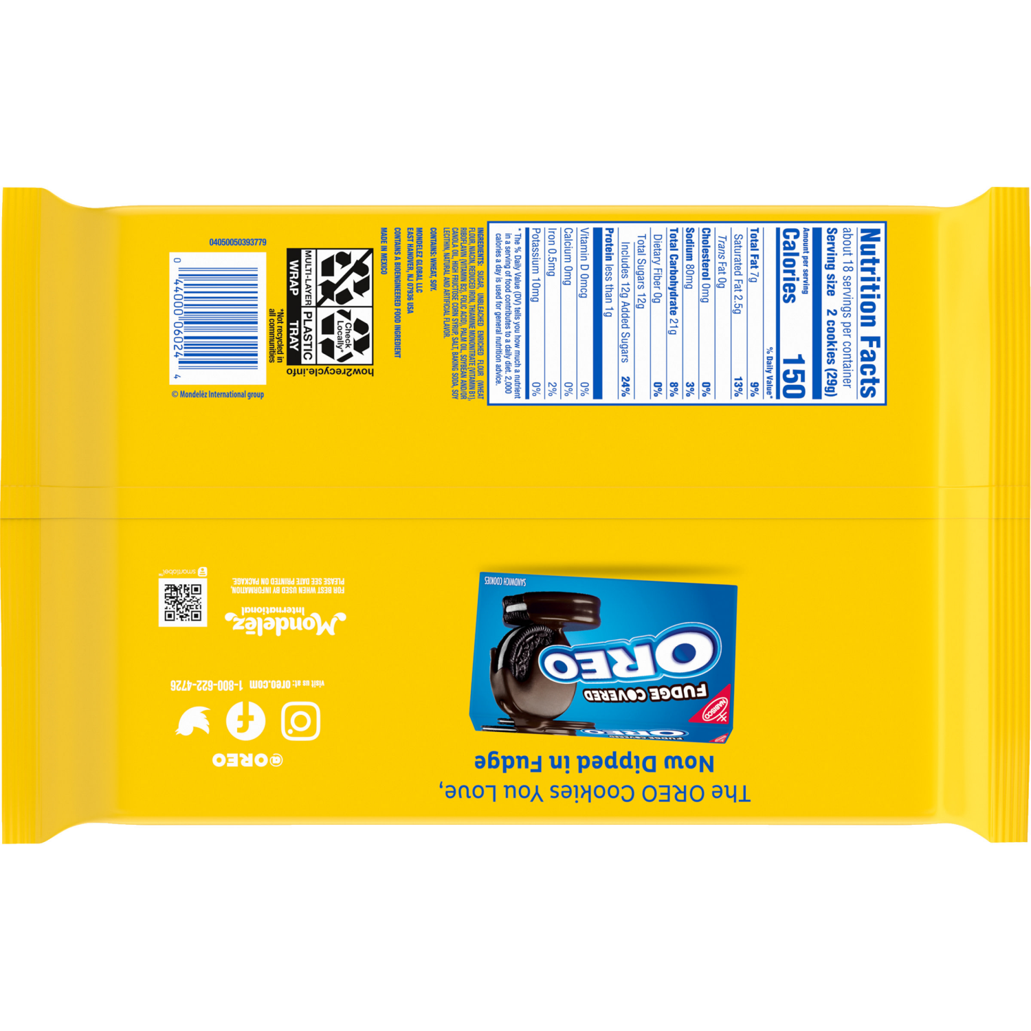 slide 8 of 8, Oreo Double Stuf Golden Sandwich Cookies Family Size - 18.12oz, 18.12 oz