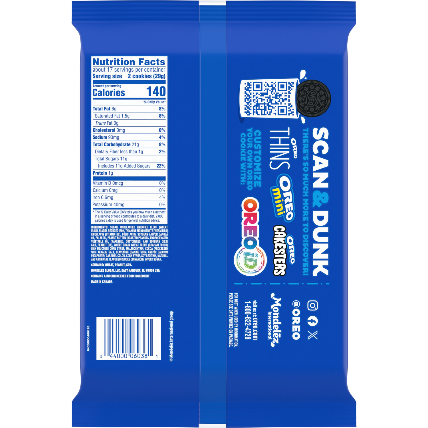 slide 8 of 8, OREO Chocolate Peanut Butter Pie Sandwich Cookies, Family Size, 17 oz, 17 oz