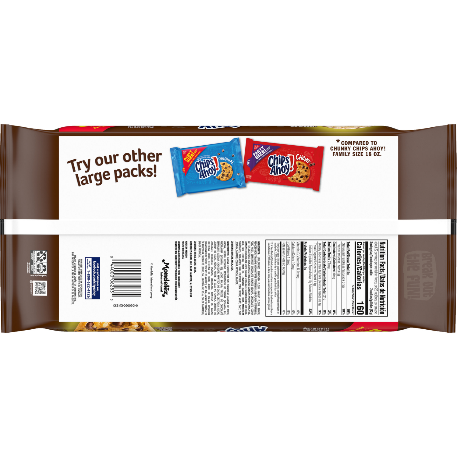 slide 8 of 8, CHIPS AHOY! Chunky Fudgy Chocolate Chip Cookies, Party Size, 24.75 oz, 24.75 oz