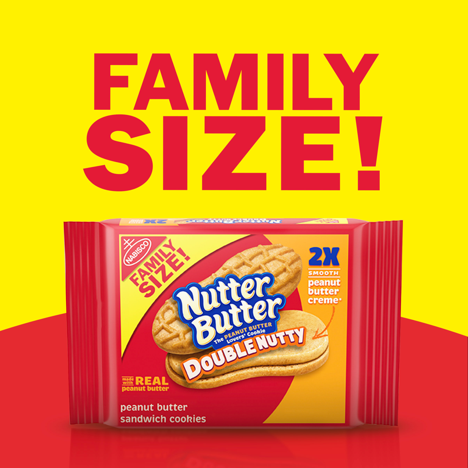 slide 4 of 8, NUTTER BUTTER Double Nutty Peanut Butter Sandwich Cookies, Family Size, 15.27 oz, 15.27 oz