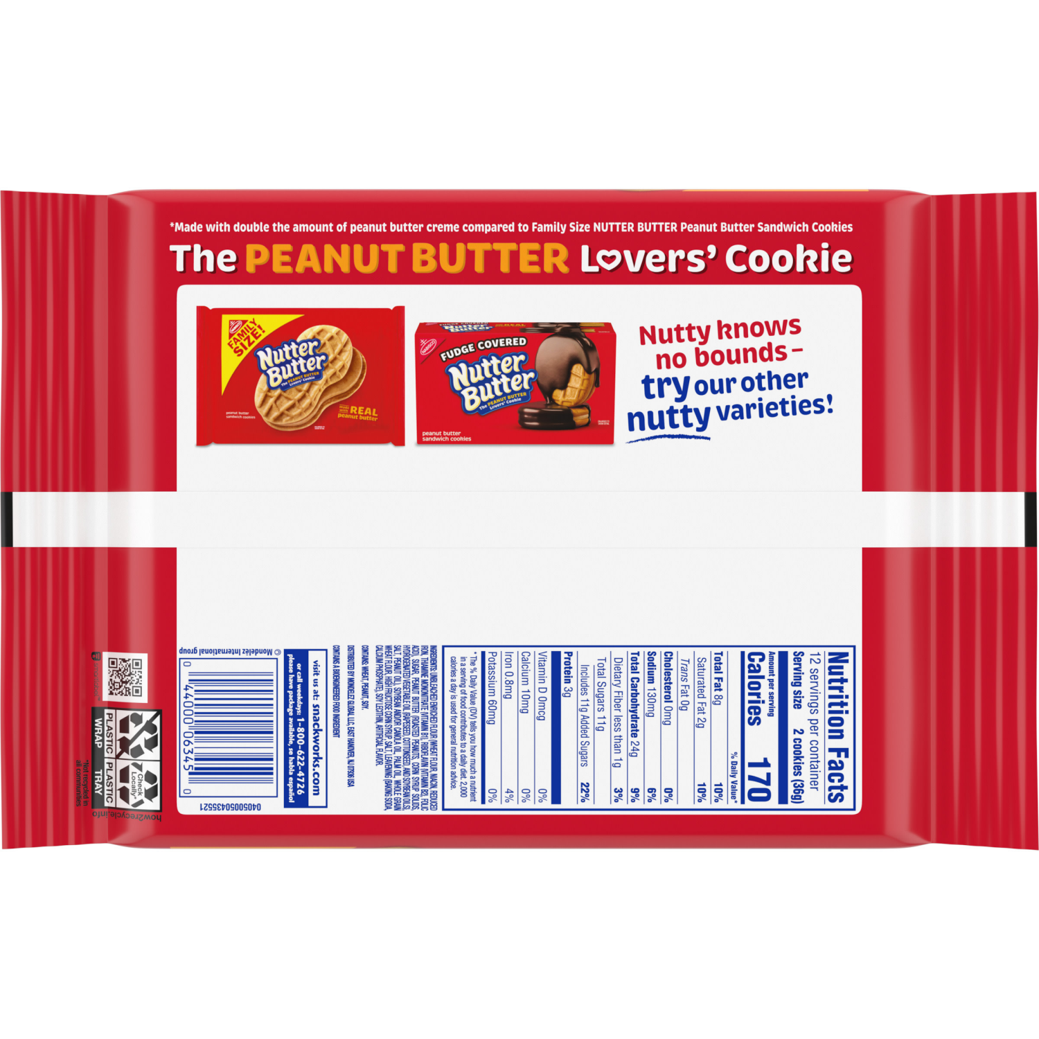 slide 8 of 8, NUTTER BUTTER Double Nutty Peanut Butter Sandwich Cookies, Family Size, 15.27 oz, 15.27 oz