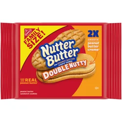 NUTTER BUTTER Double Nutty Peanut Butter Sandwich Cookies, Family Size, 15.27 oz