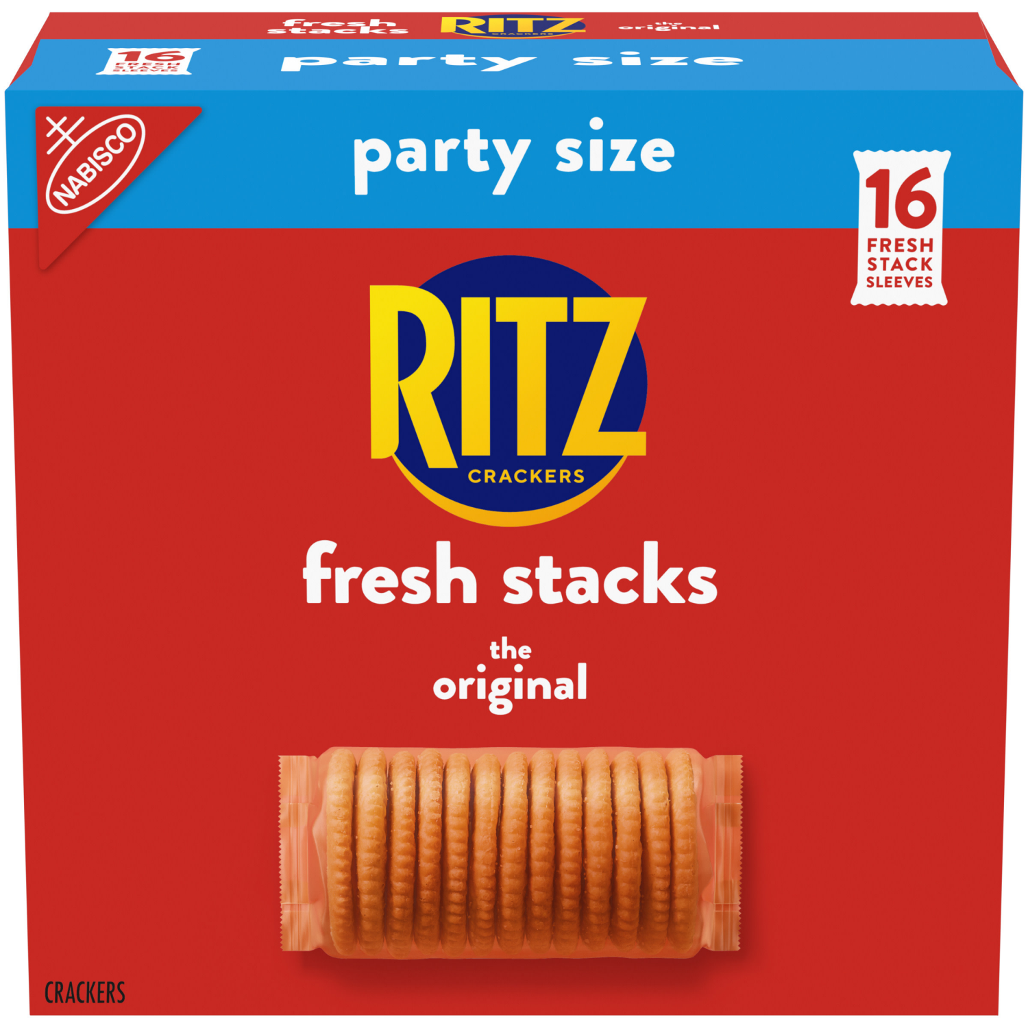 slide 1 of 5, RITZ Fresh Stacks Original Crackers, Party Size, Travel Snacks, 23.7 oz (16 Multi Snack Packs), 16 ct