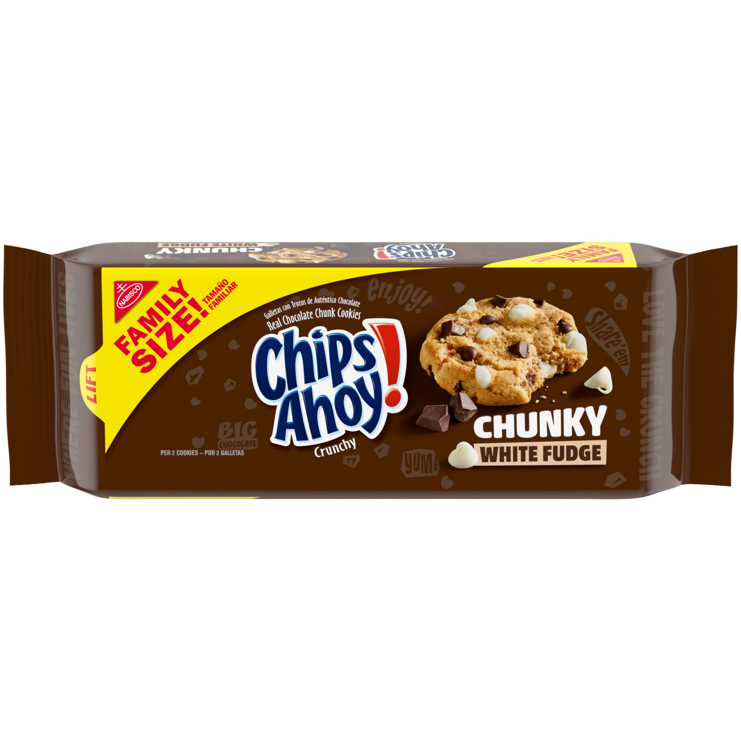 slide 1 of 8, CHIPS AHOY! Crunchy White Fudge Chocolate Chunky Fudgy Chocolate Chip Cookies, Family Size, 18 oz, 18 oz